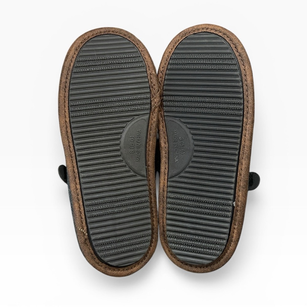 Eddie Bauer Women's Sherpa Lined Clog Slippers Dark Heather Grey Bear Motif - Picture 12 of 14